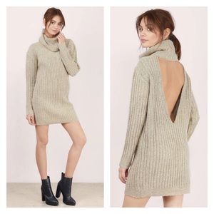 🌟TOBI Womens Tan Ribbed Turtleneck Sweater Dress